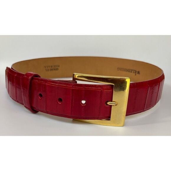 W.Kleinberg Genuine EEL Made in USA True Red Belt Size XS main image 5